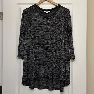 Black Heather Top with Pleather Accent